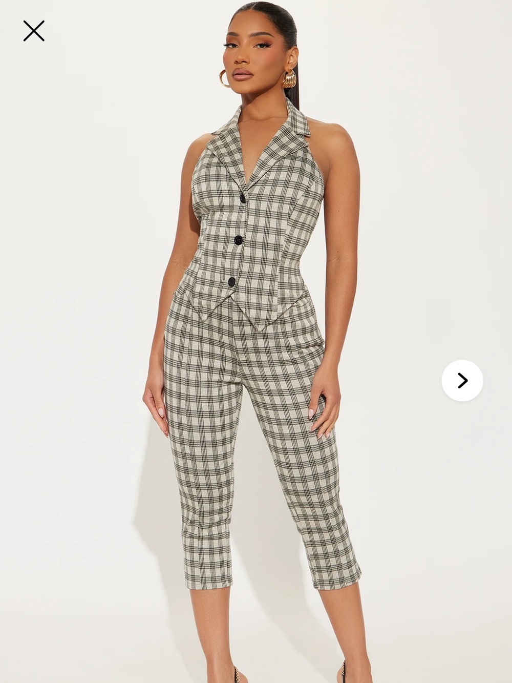 NWT Fashion Nova Plaid Halter Vest & Crop Pants